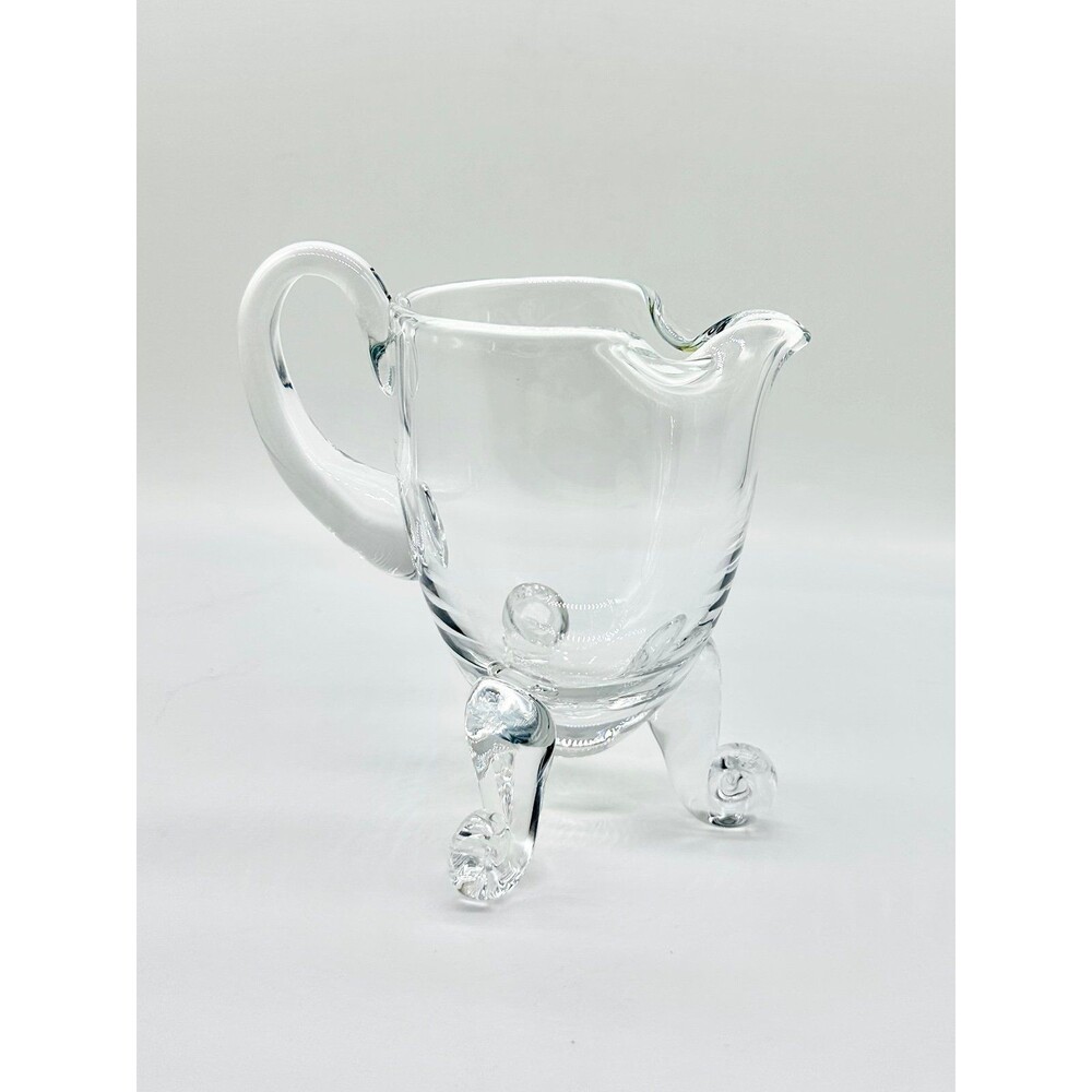 Clear Glass footed creamer or small pitcher, similar to the Kimberly (3-Footed)